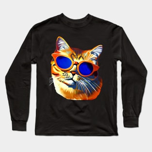 Ginger cat in sunglasses Long Sleeve T-Shirt